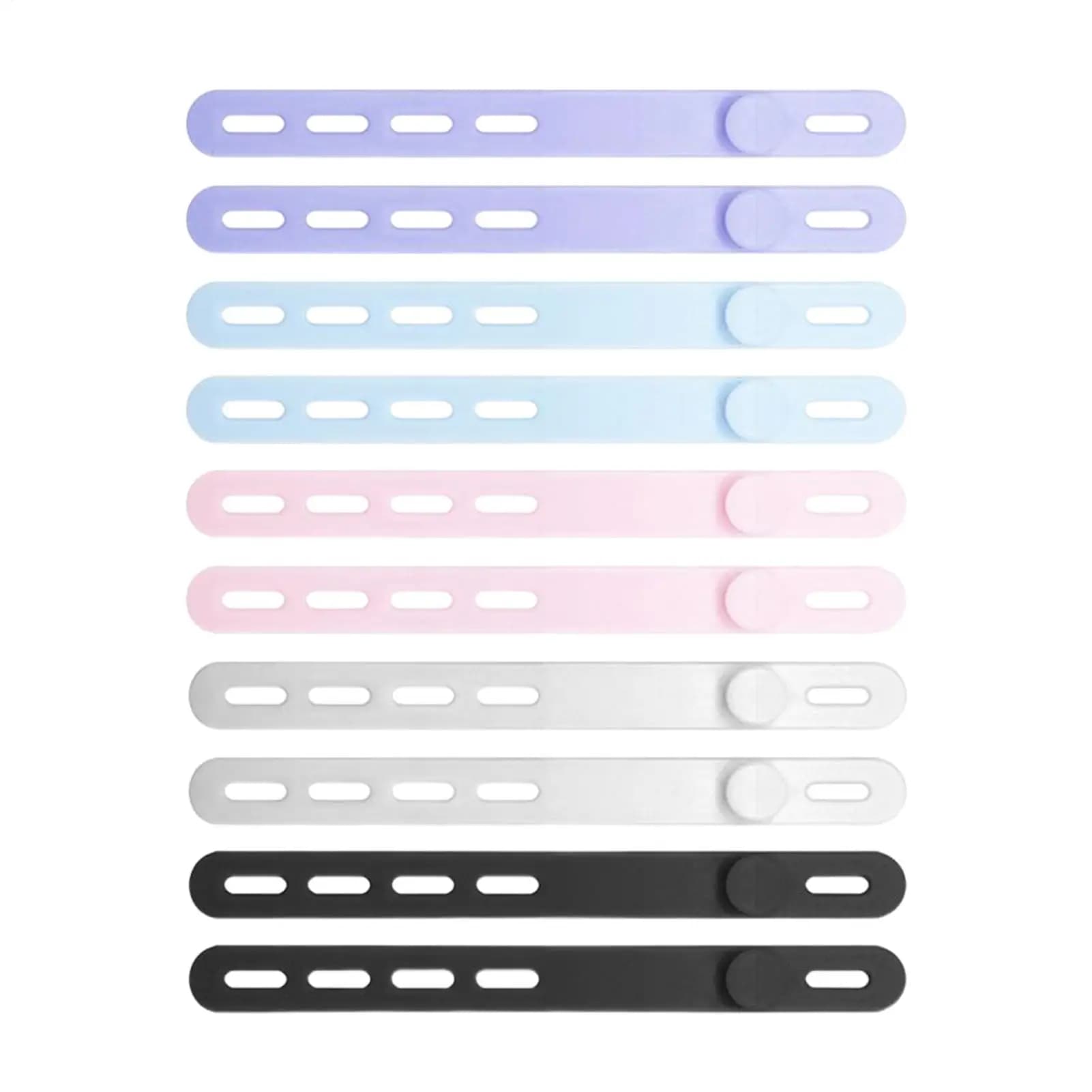 Fascette per cavi in silicone da 10 pezzi, 5 colori, fascette per cavi in silicone riutilizzabili, fascette per cavi dati, fascette per cavi di ricarica