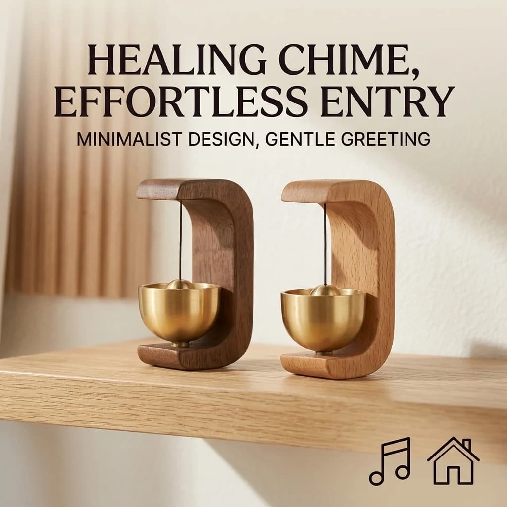 1 PCS Hanging Decorations Wooden Wind Chimes Wireless Doorbell Entrance Door Dopamine Bell Decorative Wind Bell for Home Opening