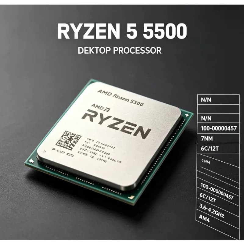Socket AM4 6C/12T 7NM ZEN3 CPU Ryzen 5 5500 3.6/4.2GHz 16MB L3 Cache 65W No Cooler