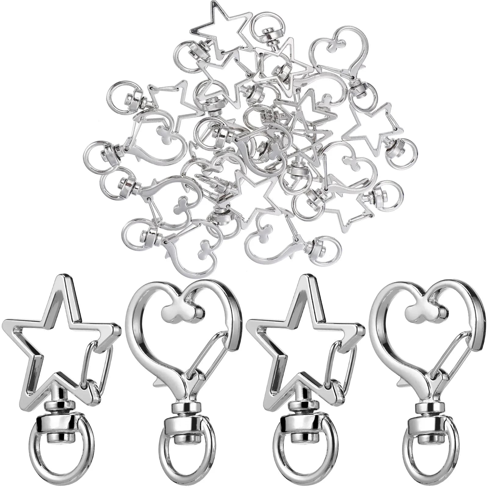 20 Pezzi Anelli con Fibbia in Metallo, Moschettoni Multifunzionali per Portachiavi, Zaini, Borse, Creazione di Gioielli, Chiusura Compatta ed Elegante