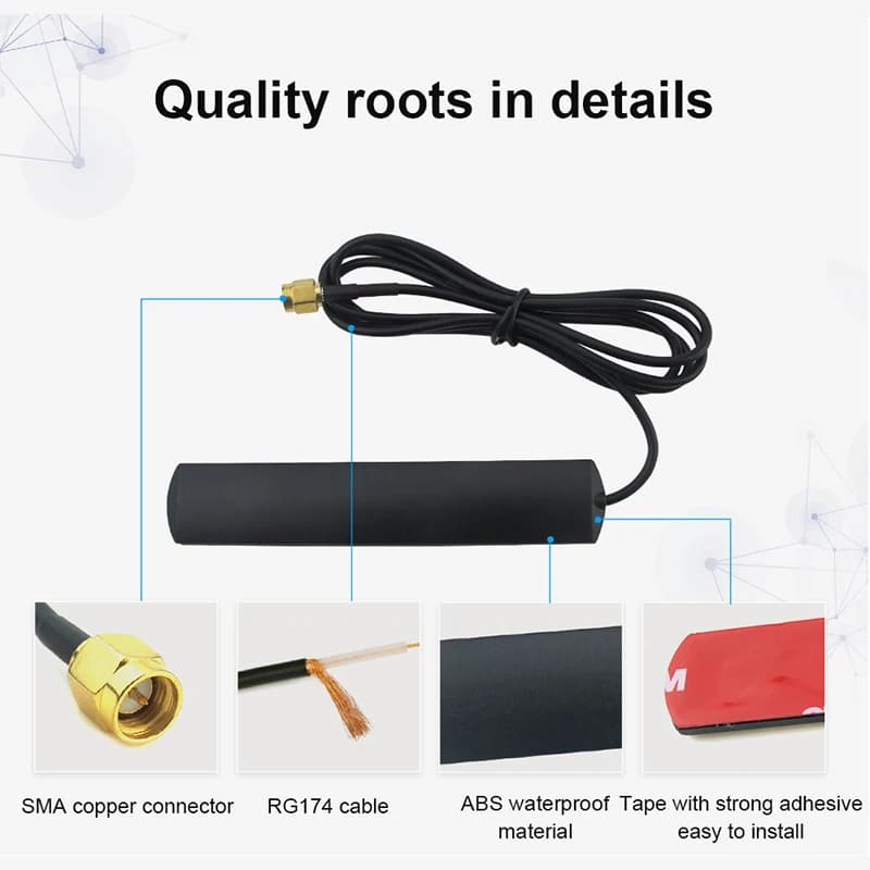 Antenna per auto 4G LTE per segnale WiFi universale per veicoli Antenne patch 3G con nastro SMA maschio con cavo di prolunga Installazione semplice