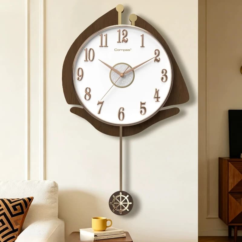 Fashion Wooden Sway Wall Clocks Art Mural Clock Elegant Bedroom Silent Wall Watch Minimalist Design Home Decor Gift Quartz Clock