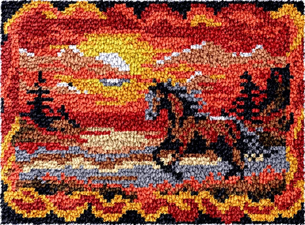 Kit per Ricamo su Tela Horse DT2395, Filato Acrilico Non Finito, Cuscino Ricamato, Tappeto a Punto Croce