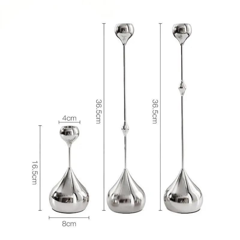 Silver Metal Candle Holder Set of 3 Stylish Candlestick for Table Decor Romantic Home Wedding Holiday