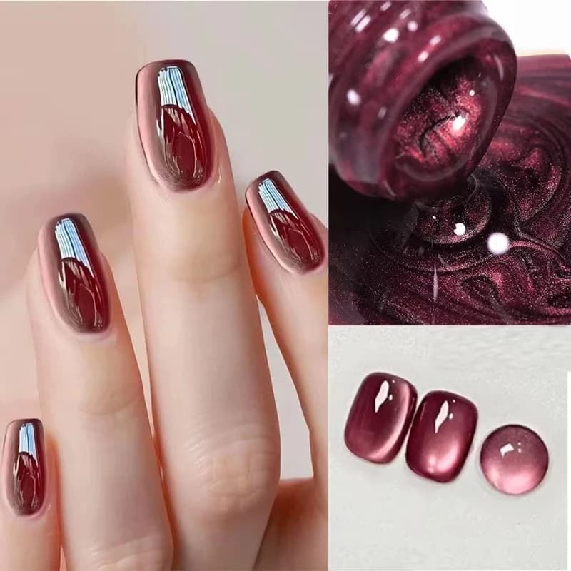 BORN PRETTY Smalto per unghie gel magnetico per gatti con perline di vetro scintillanti Flash Bianco Spar Colore rosso Semi permanente Soak Off Smalto gel UV