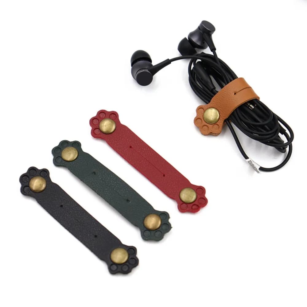 Earphone Cord Organizer Cute Animal Leather Cable Winder Cable Protector Clip Wire Ties Cartoon Anti Winding Necklace Organizer