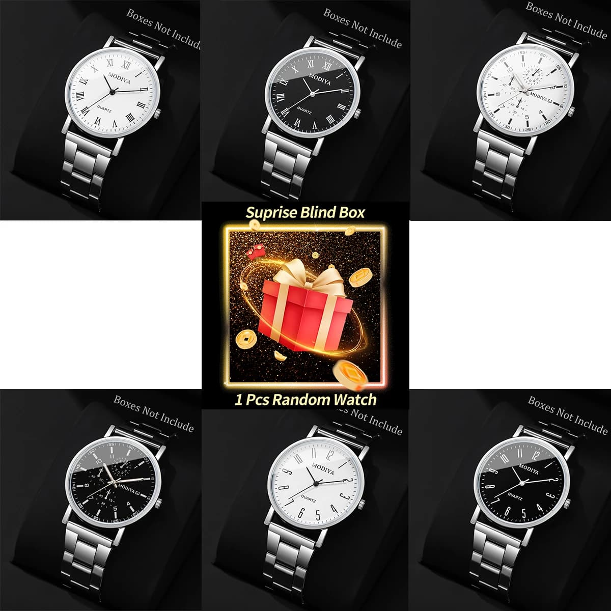 1PC Mysterious Surprise Watch Blind Box - Fashion Business Men's Watch Casual Quartz Watch Men's Watch Reloj Hombre (No Box)