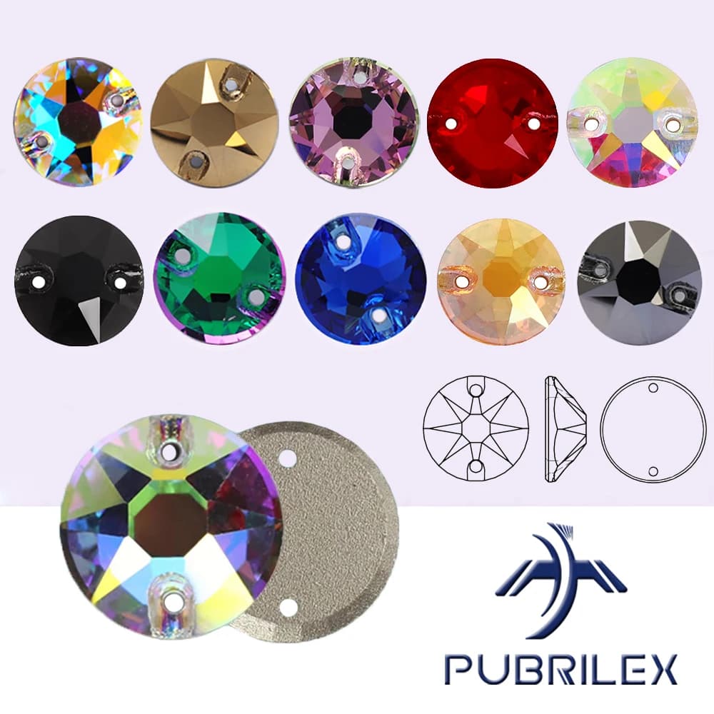 PUBRILEX K9 Bordi strass con smagoni Cristalli XIRIUS Strass da cucire con retro piatto per indumenti Borse per vestiti Pietre da cucire in vetro