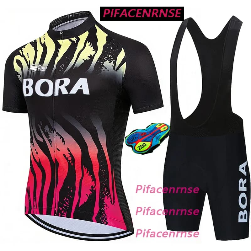 Completo da Ciclismo Uomo BORA Wear: Maglia Professionale con Gel, Pantaloncini con Bretelle, Giacca Estiva, Abbigliamento MTB
