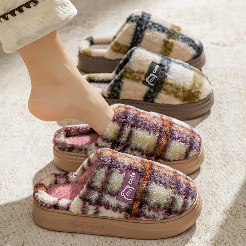 Pantofole in cotone da donna inverno nuova casa per interni antiscivolo caldo peluche anti freddo suola spessa coppia scarpe di cotone da donna