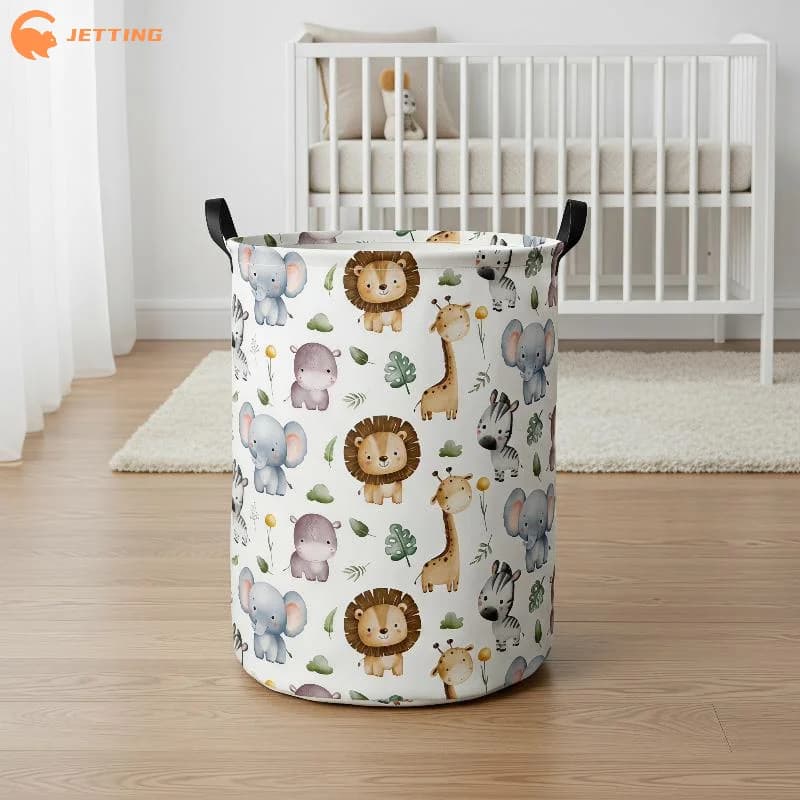 (New) Cartoon Animal Storage Basket Foldable Waterproof Laundry Hamper With Double Handles For Kids Toy Clothes Organizer Bin