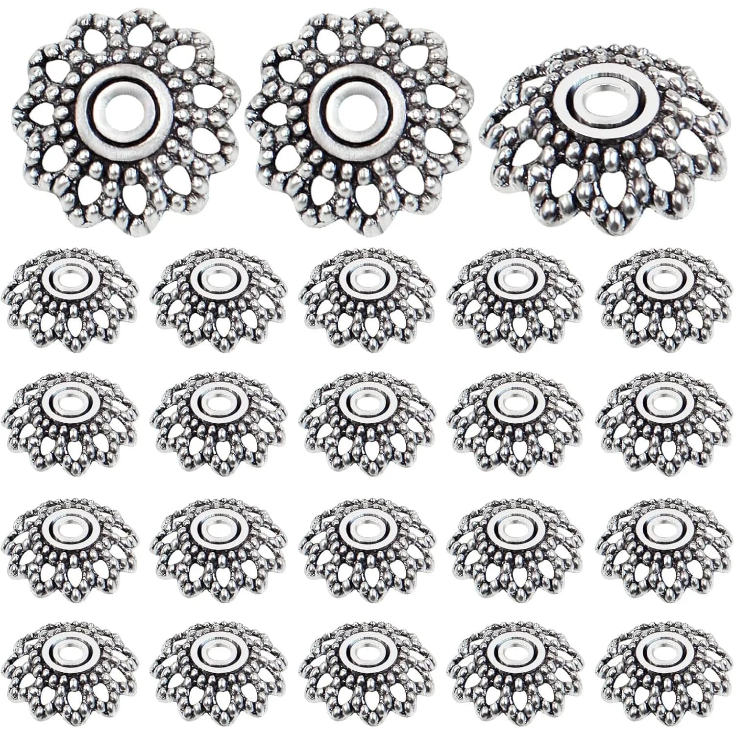 200 pezzi di tappi per perline di fiori in filigrana di lega, perline distanziatrici, creazione di gioielli, accessori per orecchini fai da te, bracciale, collana