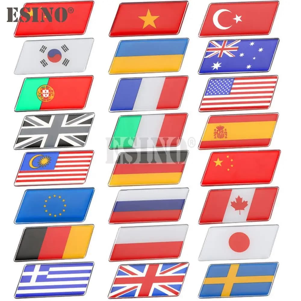 Car Styling Flying National Flag US UK italia germania francia giappone metallo lega di alluminio 3D adesivo emblema distintivo adesivo decalcomania