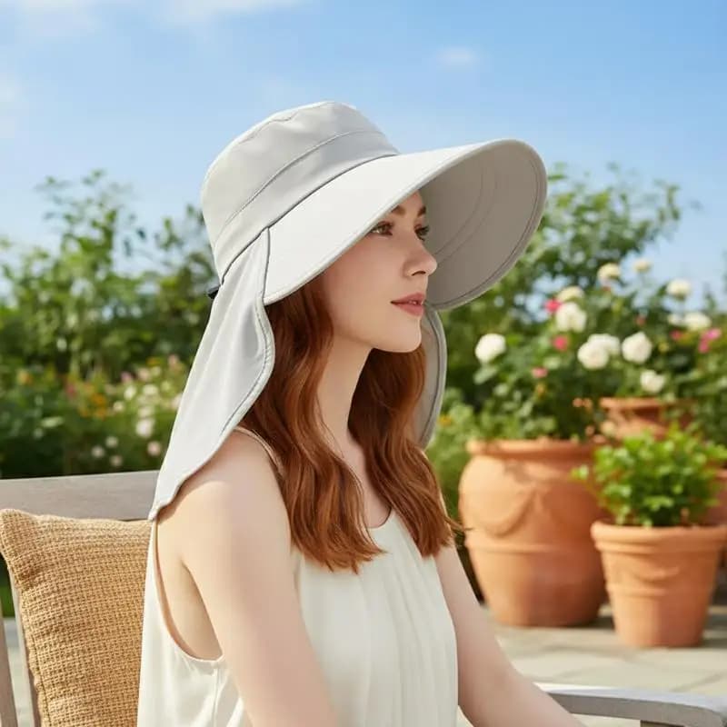 Wide Brim Shawl Hat Foldable Anti UV Adjustable Face Mask for Women Outdoor Travel Vacation Sports