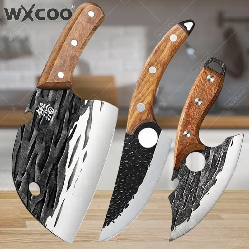 WXCOO Coltello da Disosso Forgiato a Mano in Acciaio Inossidabile, Coltello da Macellaio Professionale, Utensili da Cucina, Pelapatate