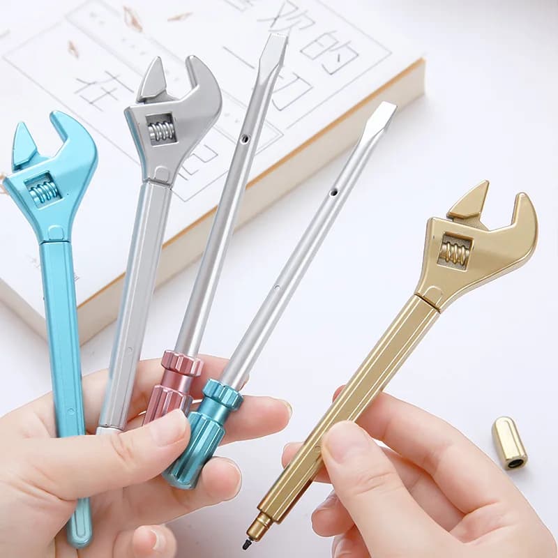 12/60 pezzi chiave creativa penne gel studenti delle scuole medie primarie divertente cacciavite penna firma che tira all'ingrosso