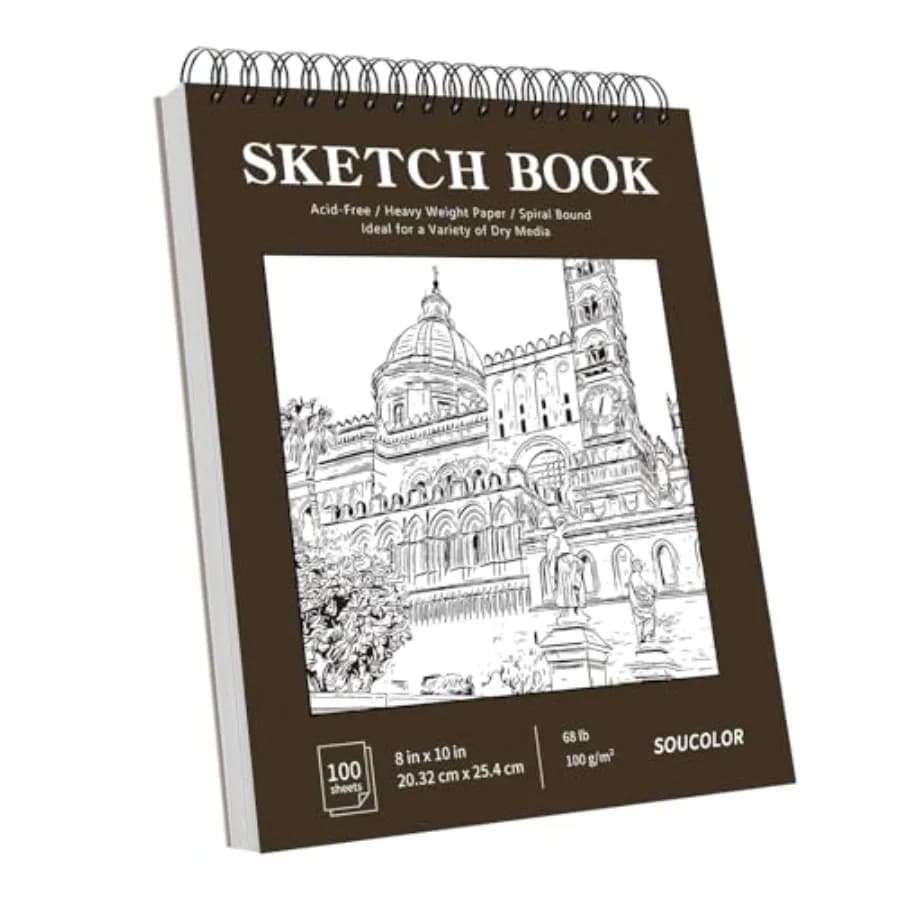 Sketch Book, 100 Sheets 8 x 10 Sketchbook, 68 lb/100gsm Drawing Paper, Spiral Bound Sketch Pad, Art Paper for Drawing Painting,
