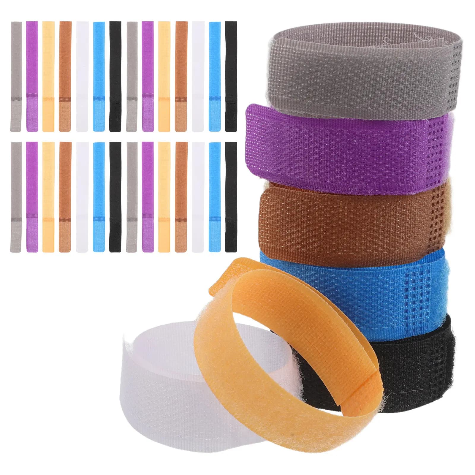 70Pcs Reusable Cable Ties Hook and Loop Wire Organizer Guitar Speaker Microphone Pedalboard Studio Home Audio Cord Management