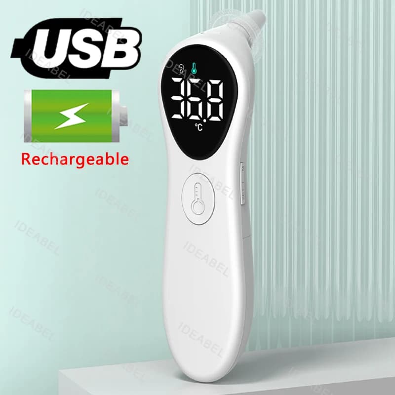 Termometro digitale ricaricabile per fronte e orecchie Termometro medico senza contatto per neonati/adulti ±0,1 ℃ Misura precisa della temperatura