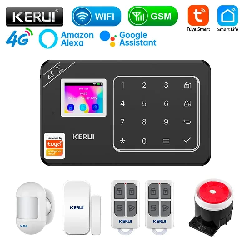 KERUI Nuovo sistema di allarme domestico 4G W184 Nero Tuya Smart WIFI GSM Allarme porta finestra di sicurezza domestica Protezione antifurto fai da te