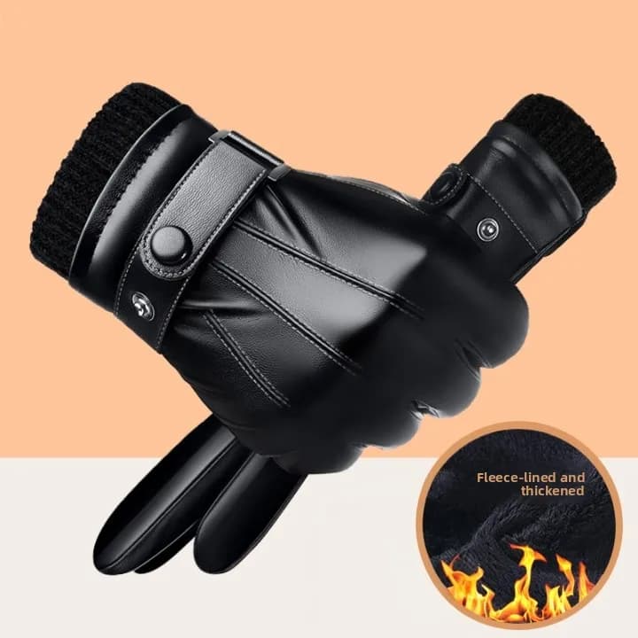Motorcycle Winter Gloves in Pile Often for Men, Compatible with Touchscreen, Windproof, Waterproof, Cycling Cotton Warm