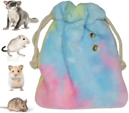HILLBERRY Sacca da notte in pile arcobaleno per piccoli animali domestici – Cuccia calda e trasportino per criceti, sugar glider, topi