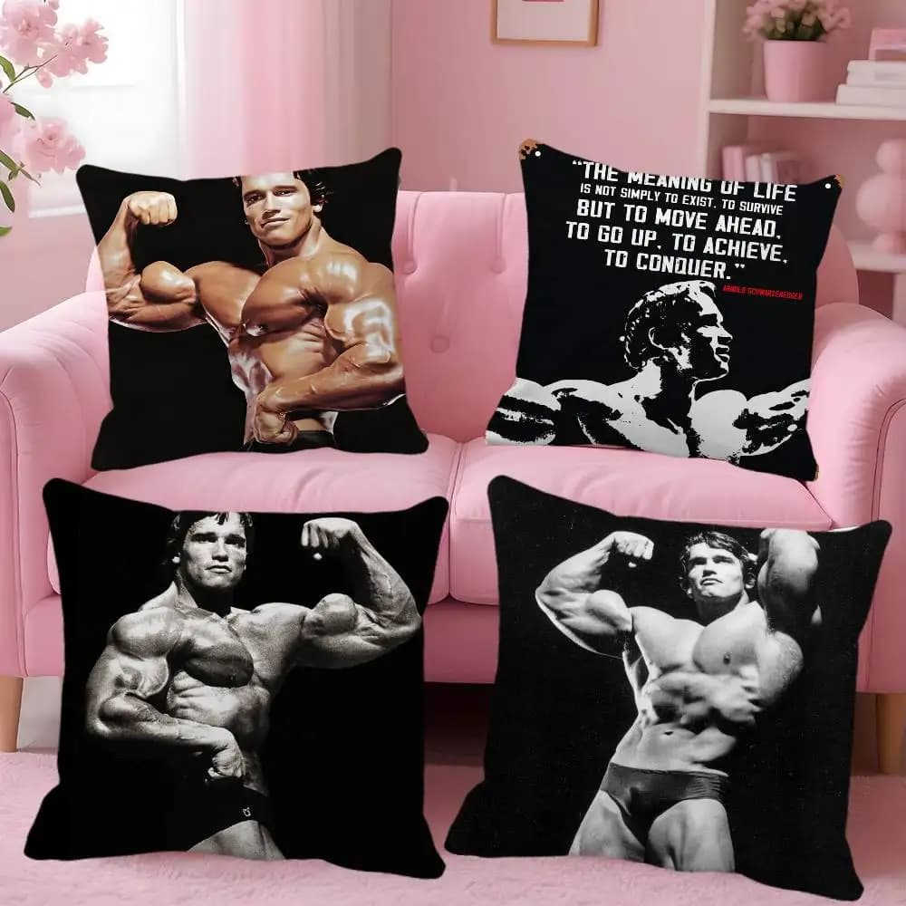 Arnold Schwarzenegger Bodybuilding Muscle Man Fitness Cuscino quadrato Camera da letto Divano Cuscino comfort per il tempo libero Decorazione della casa