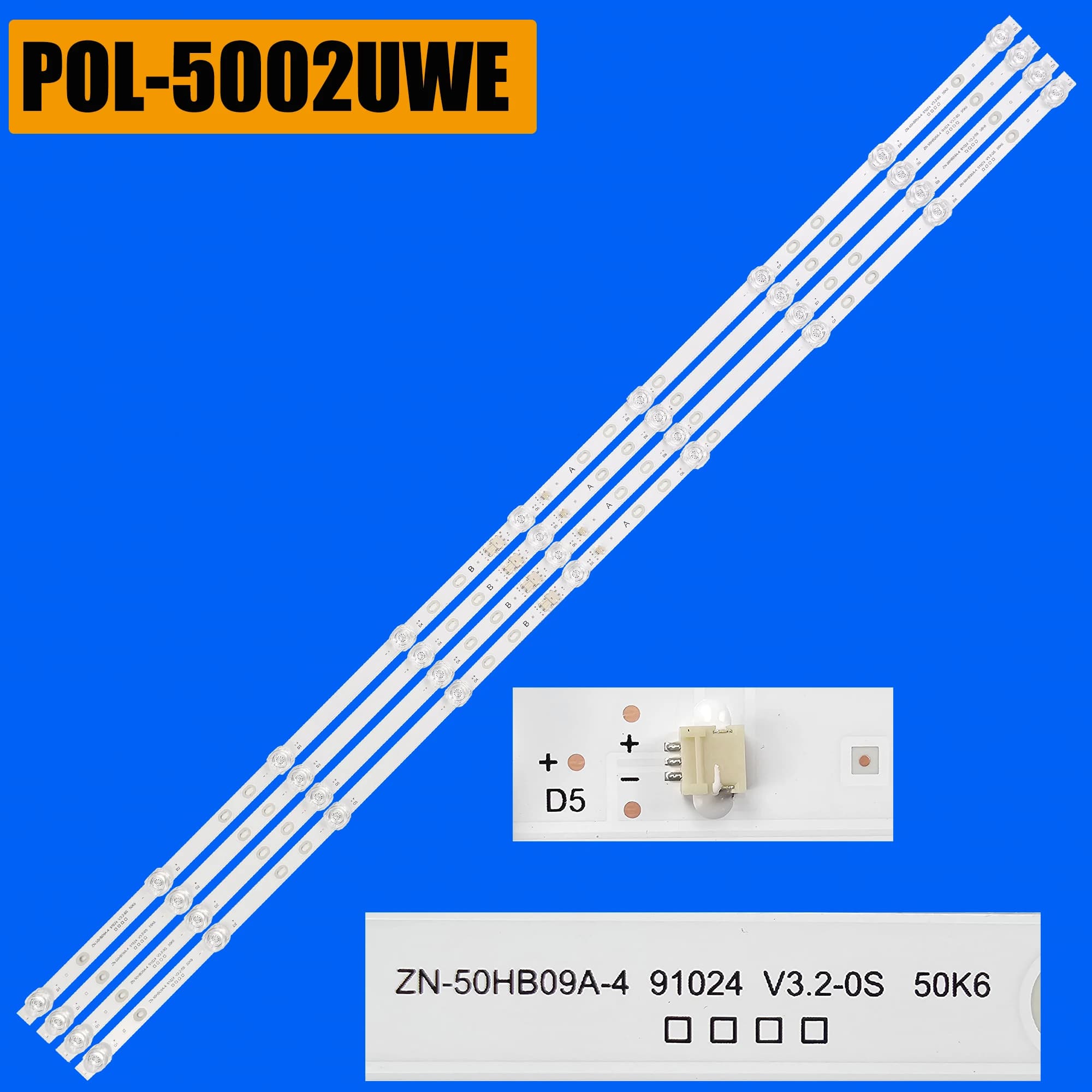 Kit da 1/5/10 Strisce LED Retroilluminate a 9 Luci per POL-5002UWE 50DUS6000 ZN-50HB09A-4 91024 V3.2-0S 50K6 JJ-0664-D50030901BM-S