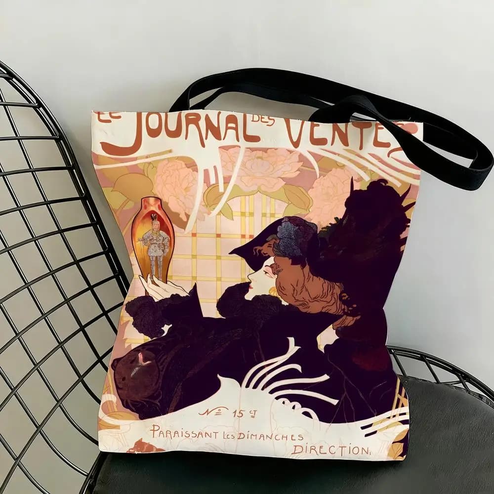 Art Nouveau Storage Bags Lightweight Canvas Tote Bag Large Capacity Shoulder Shopper Fashion Eco Multi-Purpose Handbag