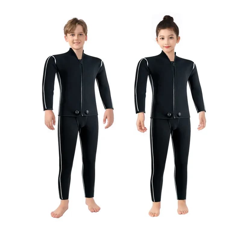 Muta da neoprene flessibile grande da 3 mm per bambini e ragazzi, modello due pezzi, calda, a maniche lunghe, con protezione solare, per surf, snorkeling e protezione dalle meduse, anche per donna
