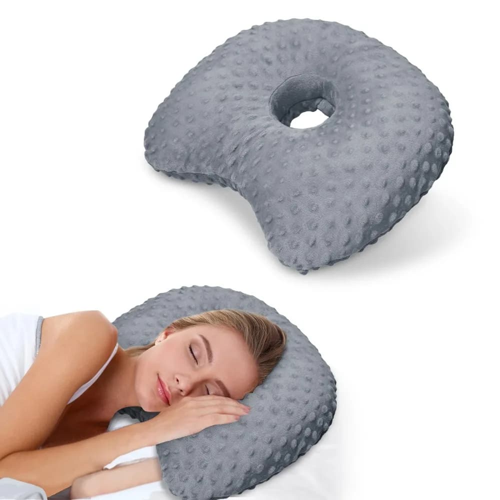 Cuscino per piercing all'orecchio con imbottitura in cotone Cuscino per dormire laterale curvo portatile traspirante Comodo cuscino ergonomico per orecchini