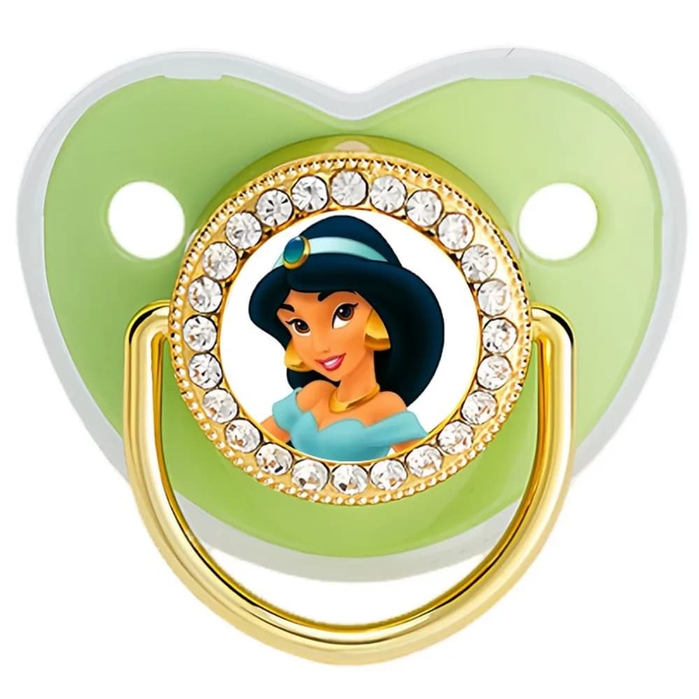 Luxury Bling Baby Pacifier - Teal & Gold Soother with Rhinestone Ring, Novelty Gift for Newborns & Toddlers