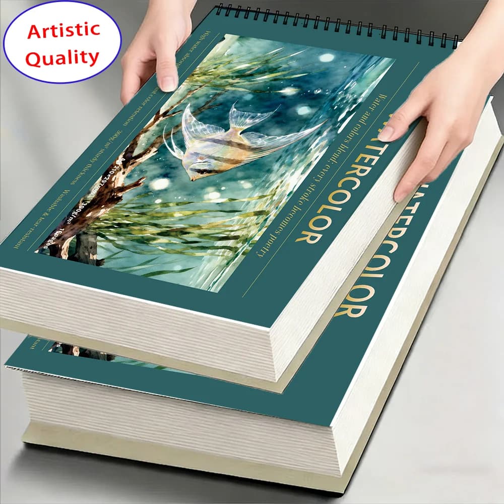 300gsm 16Sheets A4/A5 Heavyweight Watercolor Sketchbook, Acid-Free Cold Press Art Paper Pad for Gouache & Mixed Media, Professio
