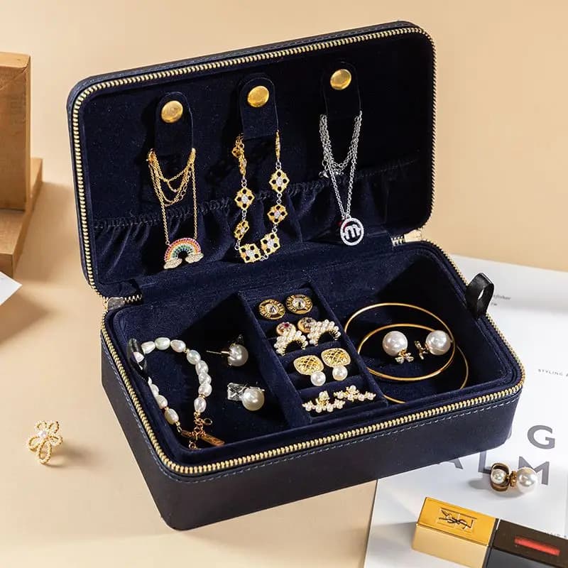 Scatola portaoggetti portatile per gioielli, collana, braccialetto, scatola portaoggetti, anello, orecchino, scatole portaoggetti di lusso vintage, scatole per gioielli da viaggio
