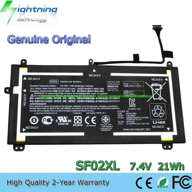 SF02XL 7.4V 21Wh Batteria originale per notebook per Tablet HP HSTNN-DB6H 756187-2C1 756187-2B1 756417-001 TPN-C118 TPN-C119