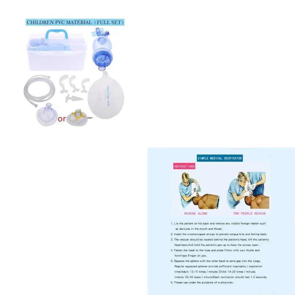 31BE Adulti/Bambini/Neonati Rianimatore Manuale PVC Ambu Borsa Tubo Ossigeno Soccorso Semplice Apparecchio