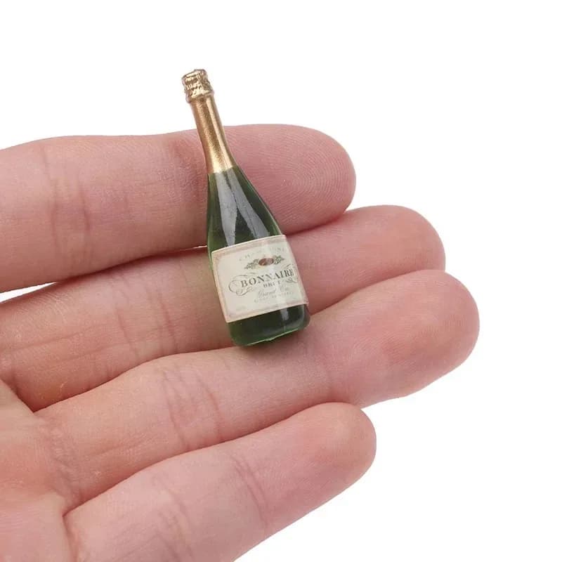 2 pezzi casa delle bambole in miniatura bottiglie di champagne vitreo bottiglie di liquore in vetro mini bevanda di vino per Barbie bambole Blyth giocattolo da cucina