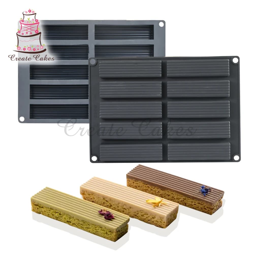 Vassoio per cubetti di ghiaccio a strisce verticali Caramelle in silicone Torta al cioccolato Biscotto Stampo per cupcake Stampo per sapone Stampo per cioccolato quadrato rettangolare fai da te