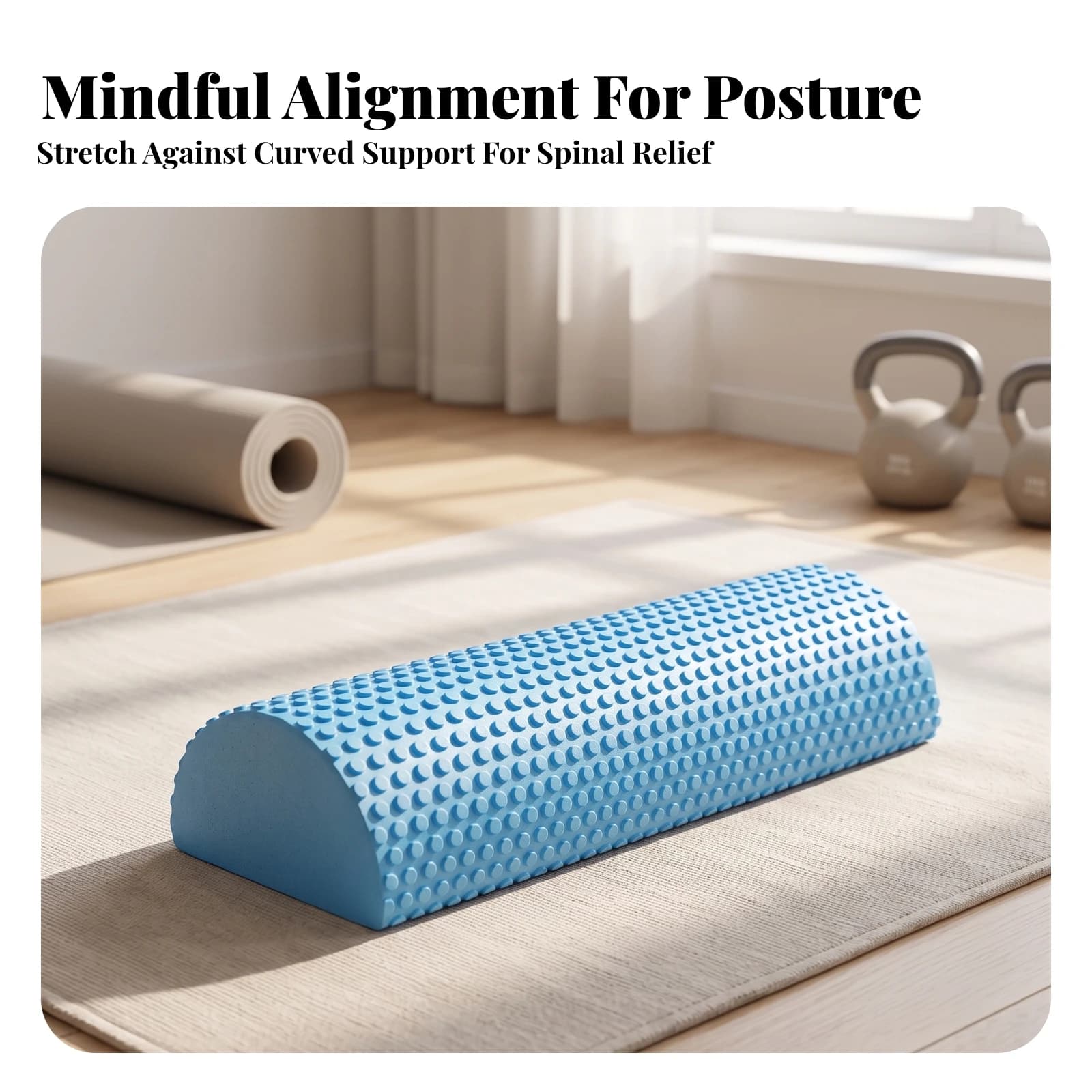 Half-Round Foam Roller Firm Foam Roller with Dotted Surface Heavy-Duty Long-Lasting for Yogis, Self-Massage, Stretching Recovery