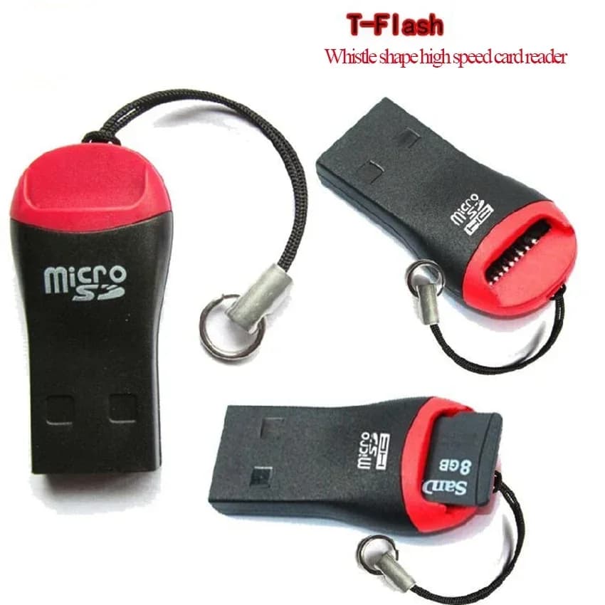 Lettore di schede di memoria flash Mini USB 2.0 Micro UE TF a forma di fischio di cartone animato, adattatore per lettore SD 1 in 1 per lettore di telefoni cellulari per laptop