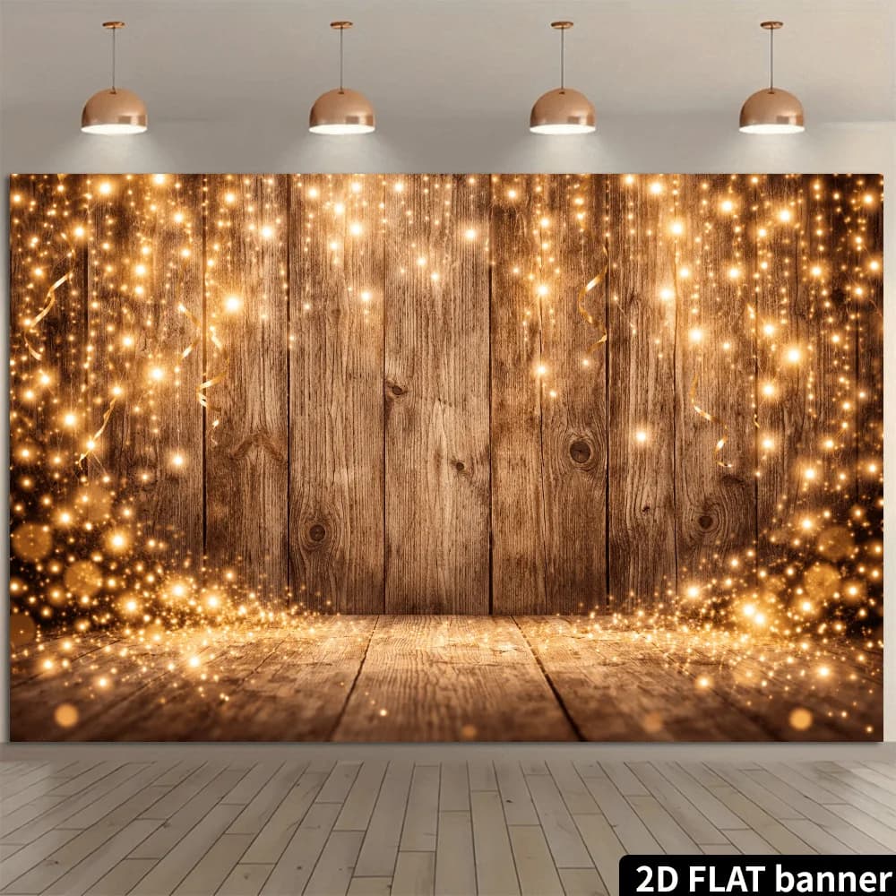 2D plane golden beam wooden board background cloth, with shining and diffusing light and shadow effects.