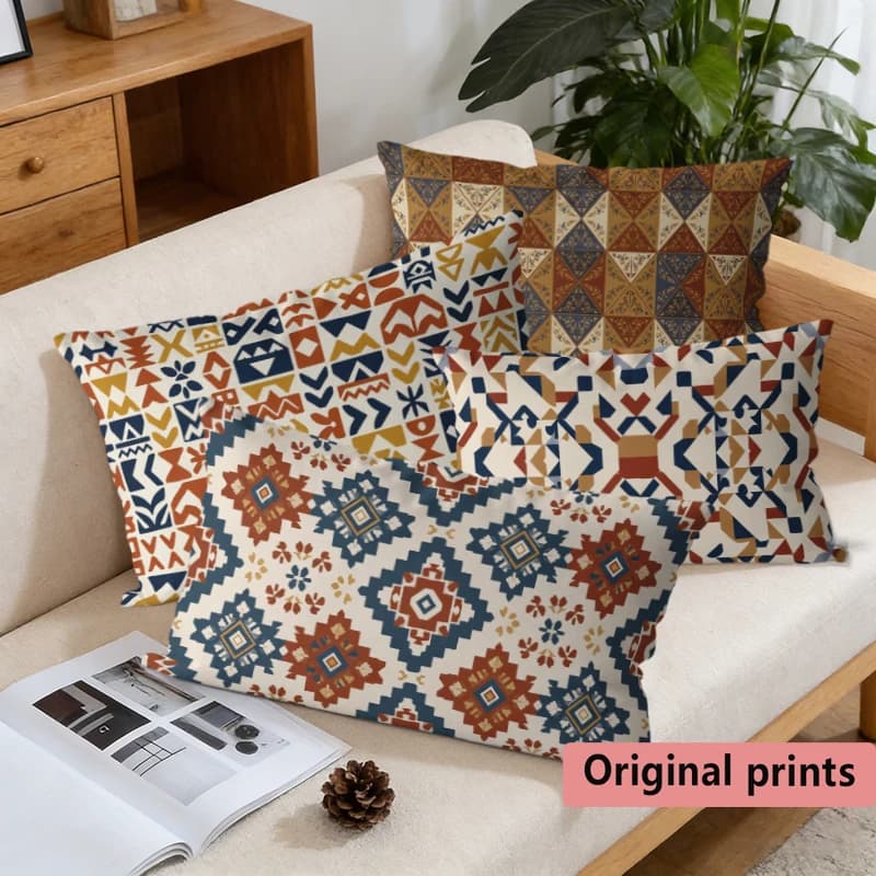 Bohemian Geometric Pillow Covers Suitable For Sofa Bedroom Car Pillow Cover Cushion Rectangular Back Cushion