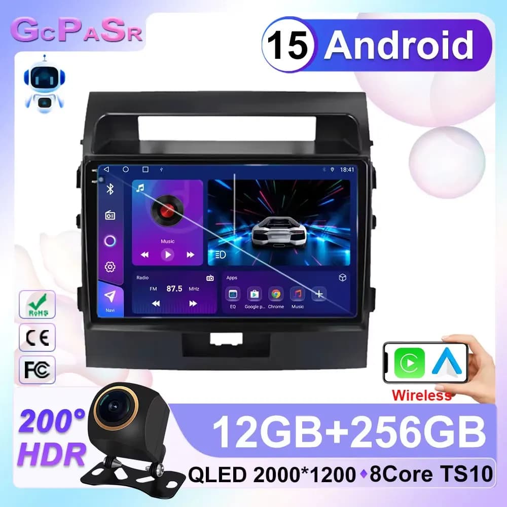 Autoradio Android 15 Per Toyota Land Cruiser 11 200 2007 2008 2009 2010 2011- 2015 Lettore Multimediale Stereo GPS DSP Carplay Auto
