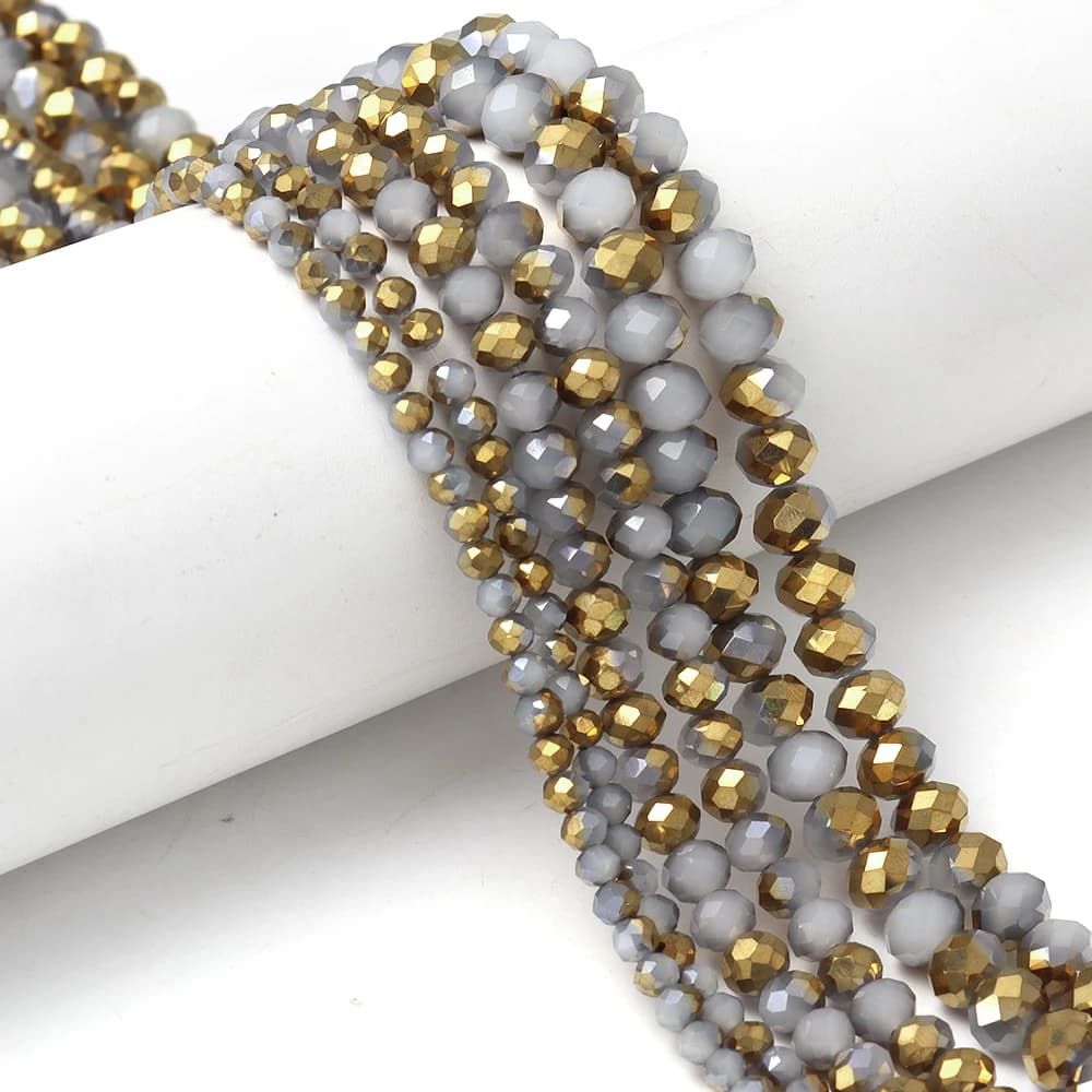 4/6/8mm Faceted Crystal Beads White Jade Gold Glass Loose Spacer Beads For DIY Jewelry Making Bracelets Necklace Accessories