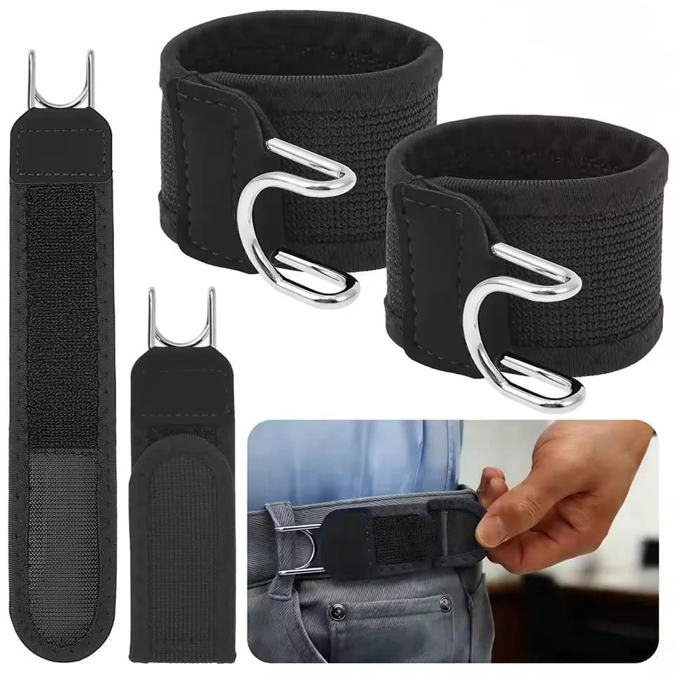 2 Pezzi Cinture Funzionali in Metallo Senza Fibbia con Gancio in Velcro, Comoda Cintura Elastica Regolabile con Gancio in Metallo per Lavoro all'Aperto