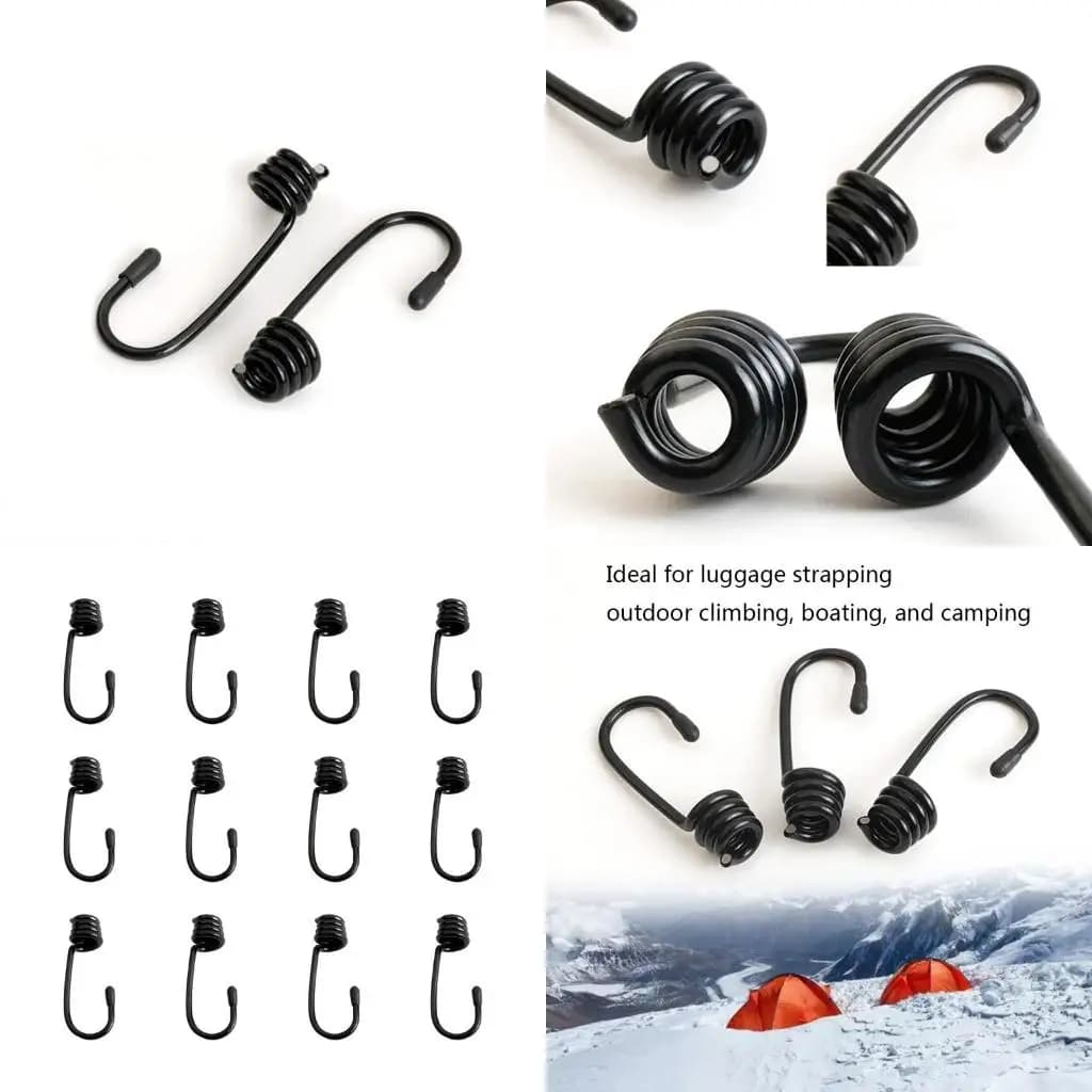 Q39E 12 Pcs Hooks for Tensioner 7mm Marine Shock Cord Bungee Elastic Rope Hook