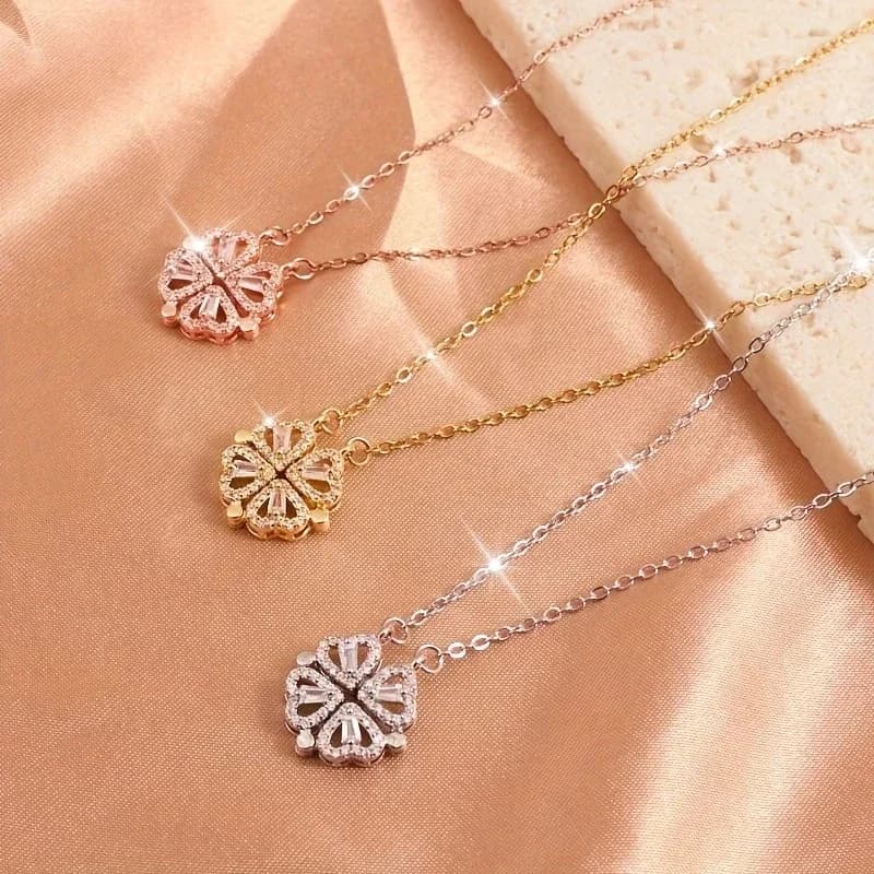 Collana da Donna con Ciondolo a Quadrifoglio in Zircone Sintetico - Scatola Non Inclusa