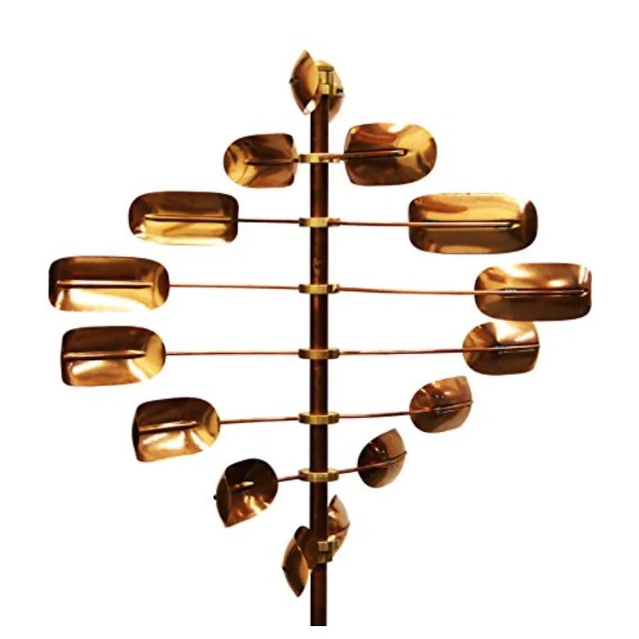 Kinetic Copper Wind Spinner Lucky 8 Twirler Outdoor Garden Decorative Wind Chime with Golden Finish for Patio and Yard