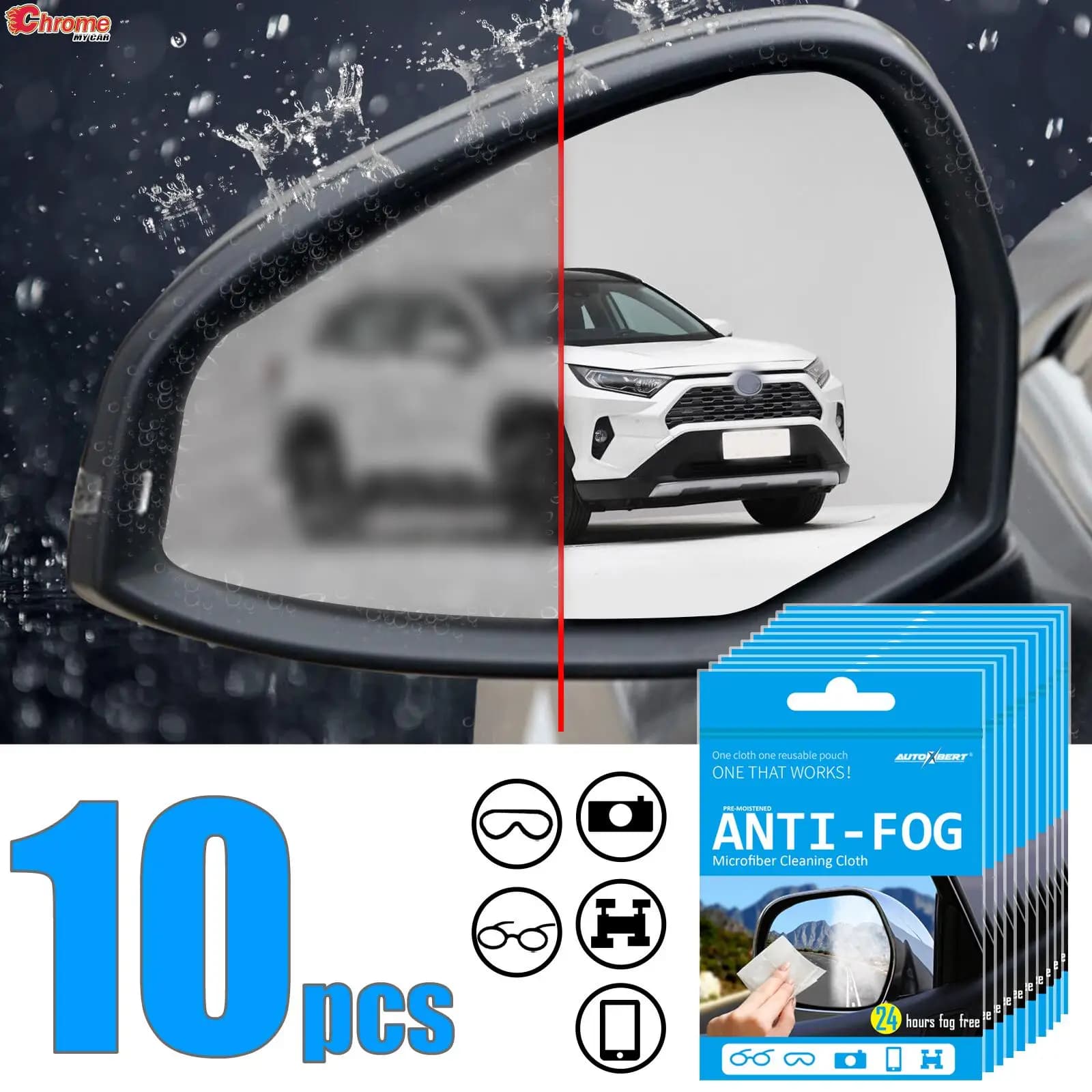 10 pz Autoxbert occhiali occhiali maschera anti-nebbia panno di pulizia occhiali in microfibra lenti antinebbia salviette detergente occhiali da sci