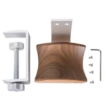 Supporto per supporto per cuffie in legno Clip per blocco da scrivania in lega di alluminio Staffa per cuffie Facile installazione Gancio per display per cuffie per Sony
